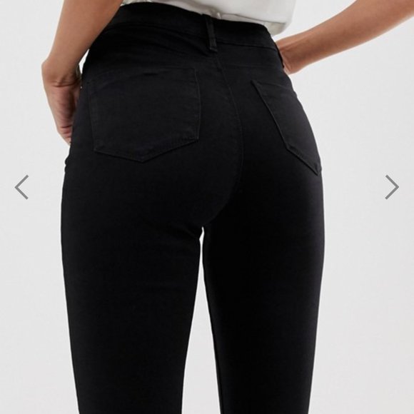 ASOS High Rise Ripped Knee Ridley Skinny Jeans - Picture 3 of 7